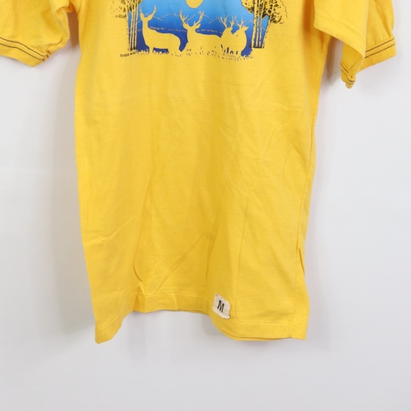 80s Mens XS Colorado Nature Print T Shirt Yellow - Picture 3 of 8